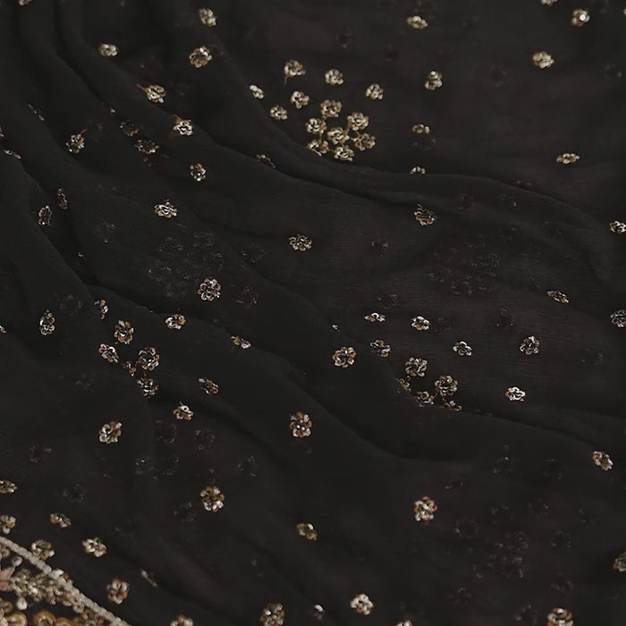 Fabric close-up highlighting intricate embroidery and luxurious finish of 'Mahtaab' from the Pehla Khat collection.